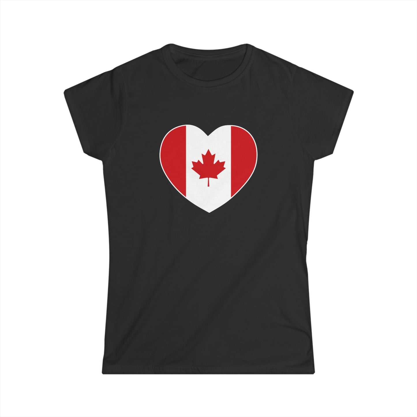 Canada flag heart women's shirt black