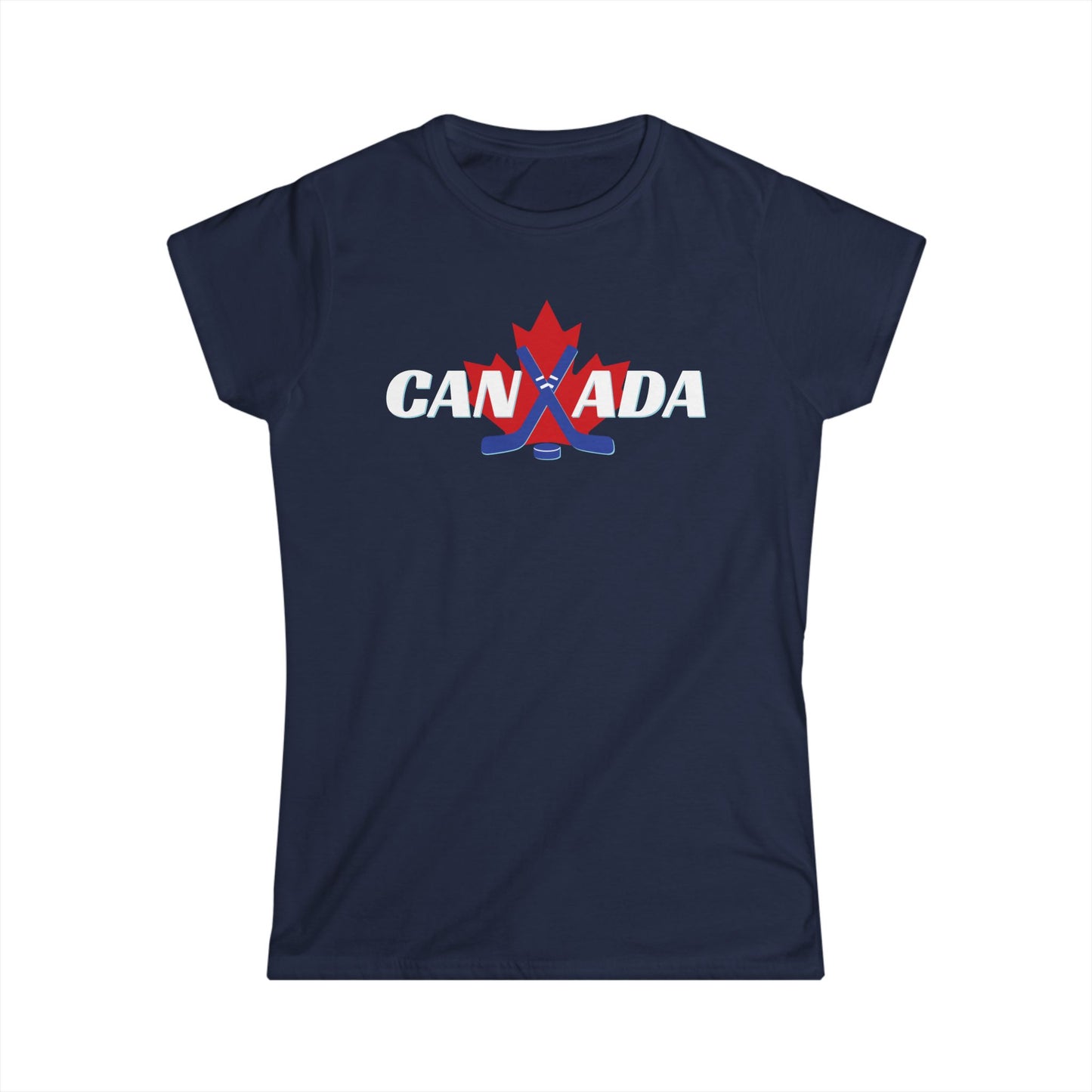 Canadian Hockey Stick Maple Leaf Women's Shirt Navy