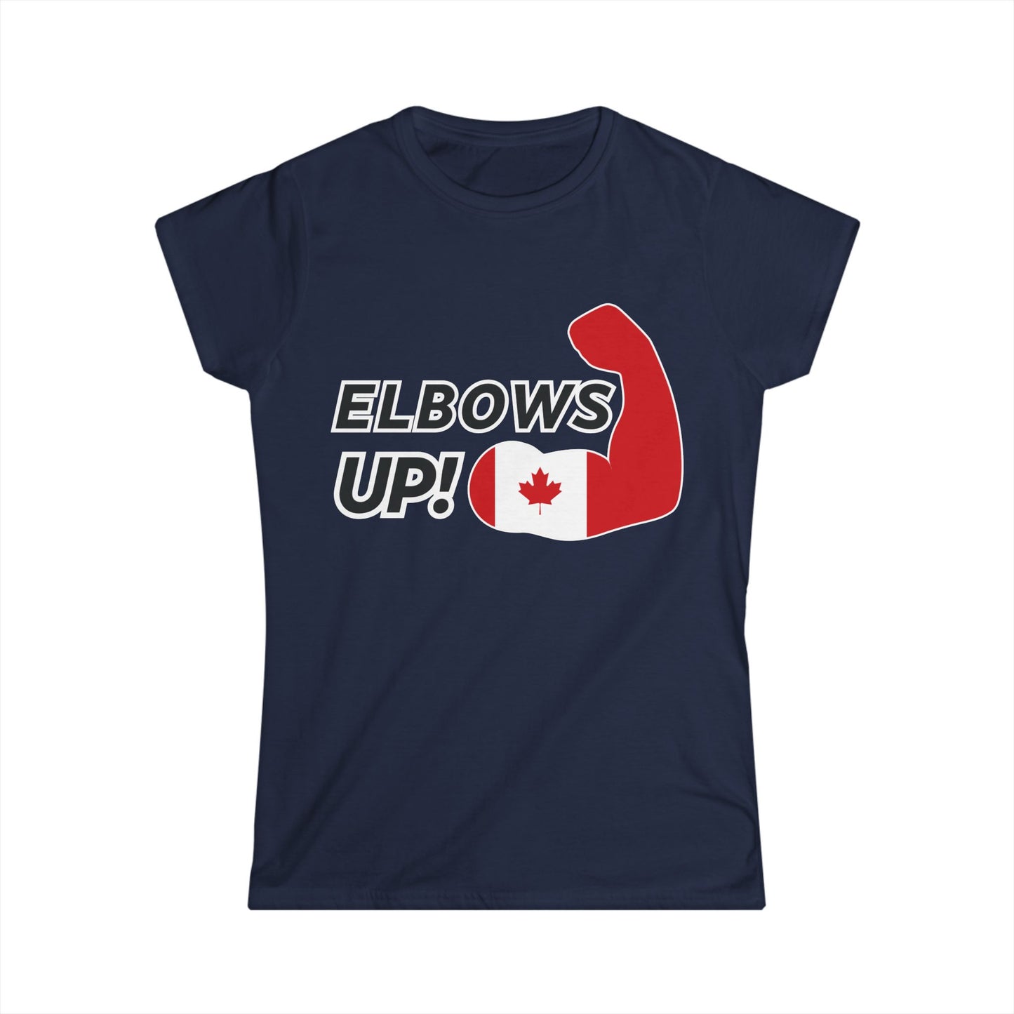 Elbows up Canadian Power Women Shirt Navy