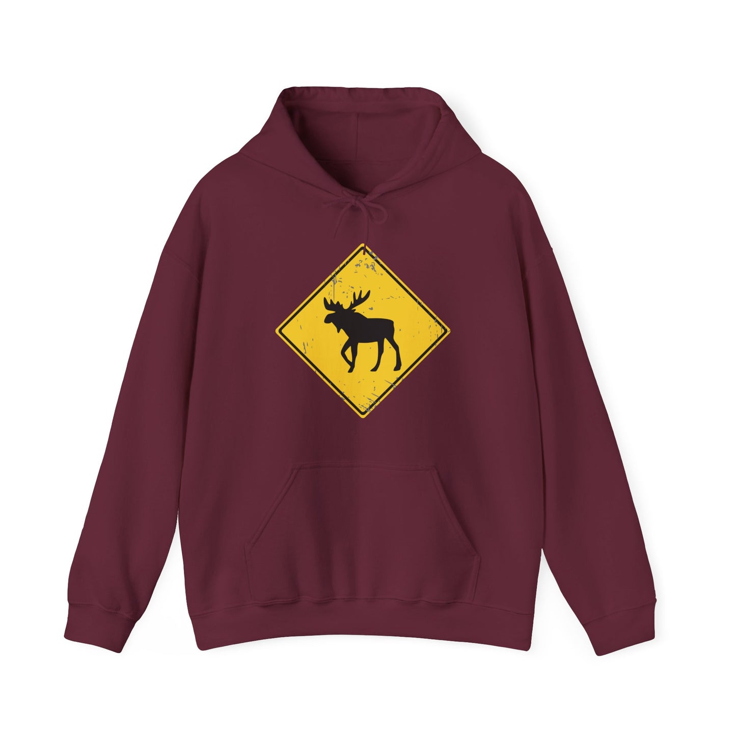 moose crossing hoodie maroon