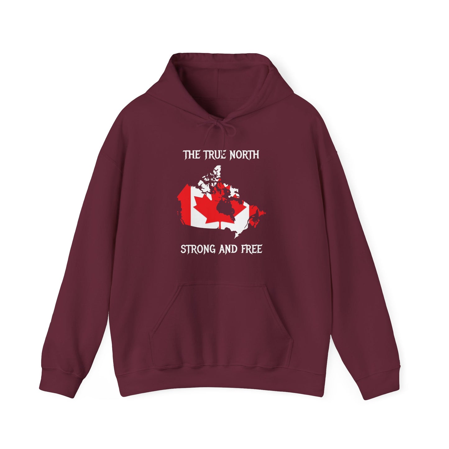 The True North Strong and Free Hoodie Maroon