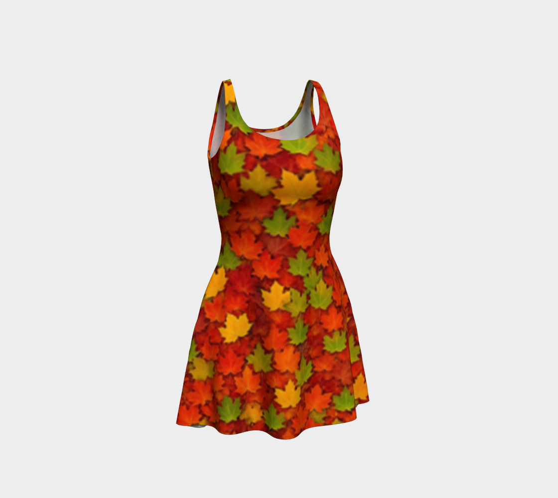 Autumn Maple Leaves Flare Dress