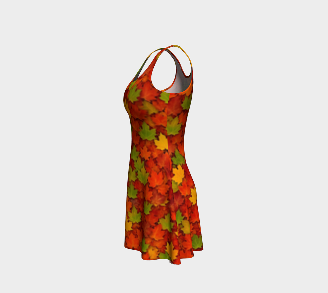 Autumn Maple Leaves Flare Dress