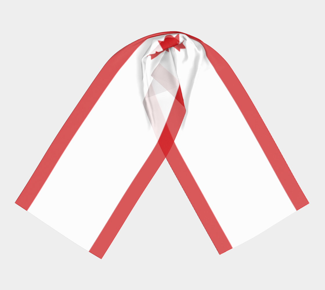 Red and white ribbon on a light gray background