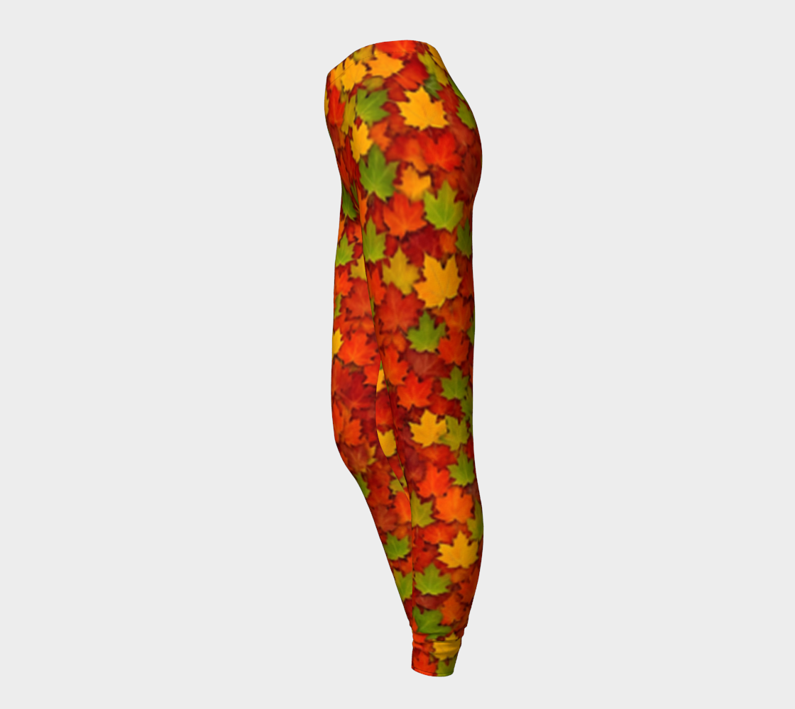 Leggings with autumn leaf pattern on a white background