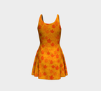 Orange dress with leaf pattern on a white background