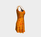 Orange dress with leaf pattern on a white background