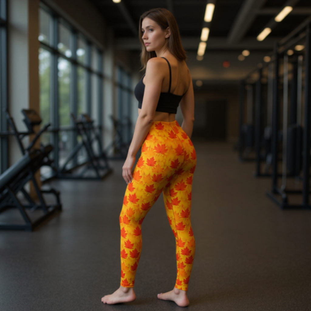 Women Leggings Best Maple Leaves Yellow