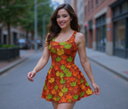 Autumn Maple Leaves Flare Dress