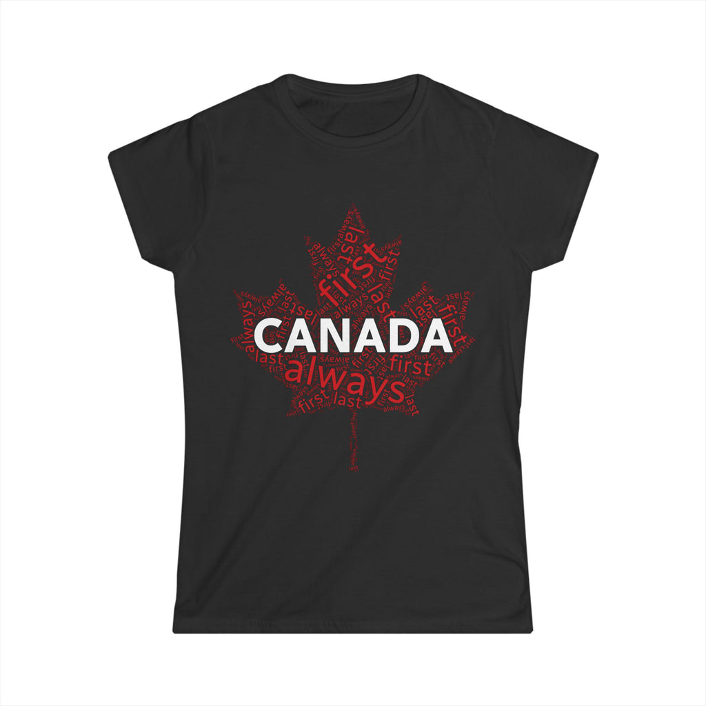 Canada First, Last, Always Maple Word Cloud Women's Shirt Black
