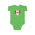 Canada Flag Heart  Baby Onesie Green