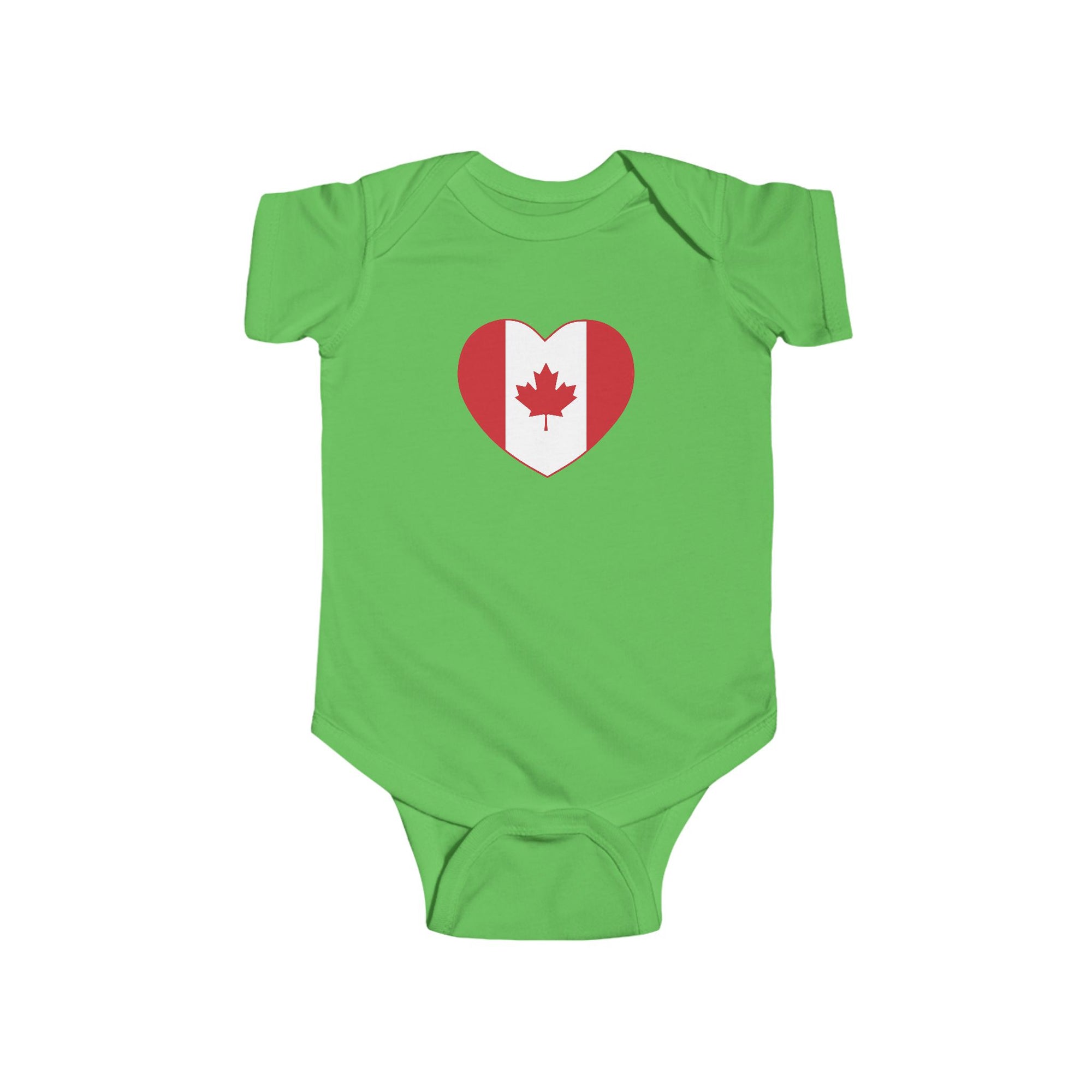 Canada Flag Heart  Baby Onesie Green