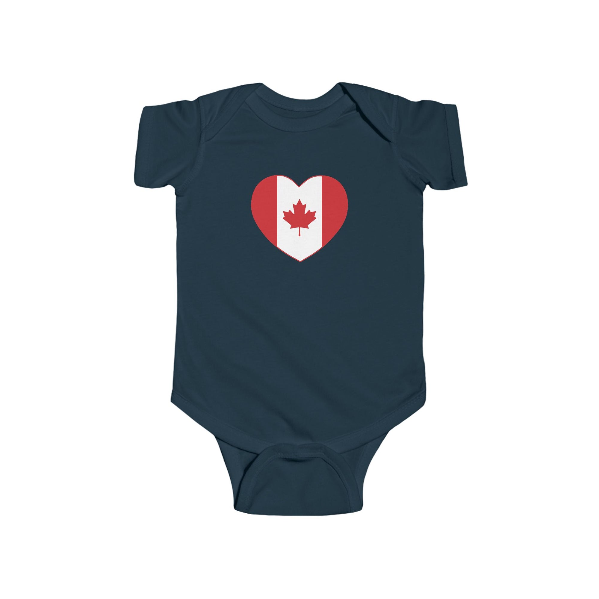 Canada Flag Heart  Baby Onesie Navy