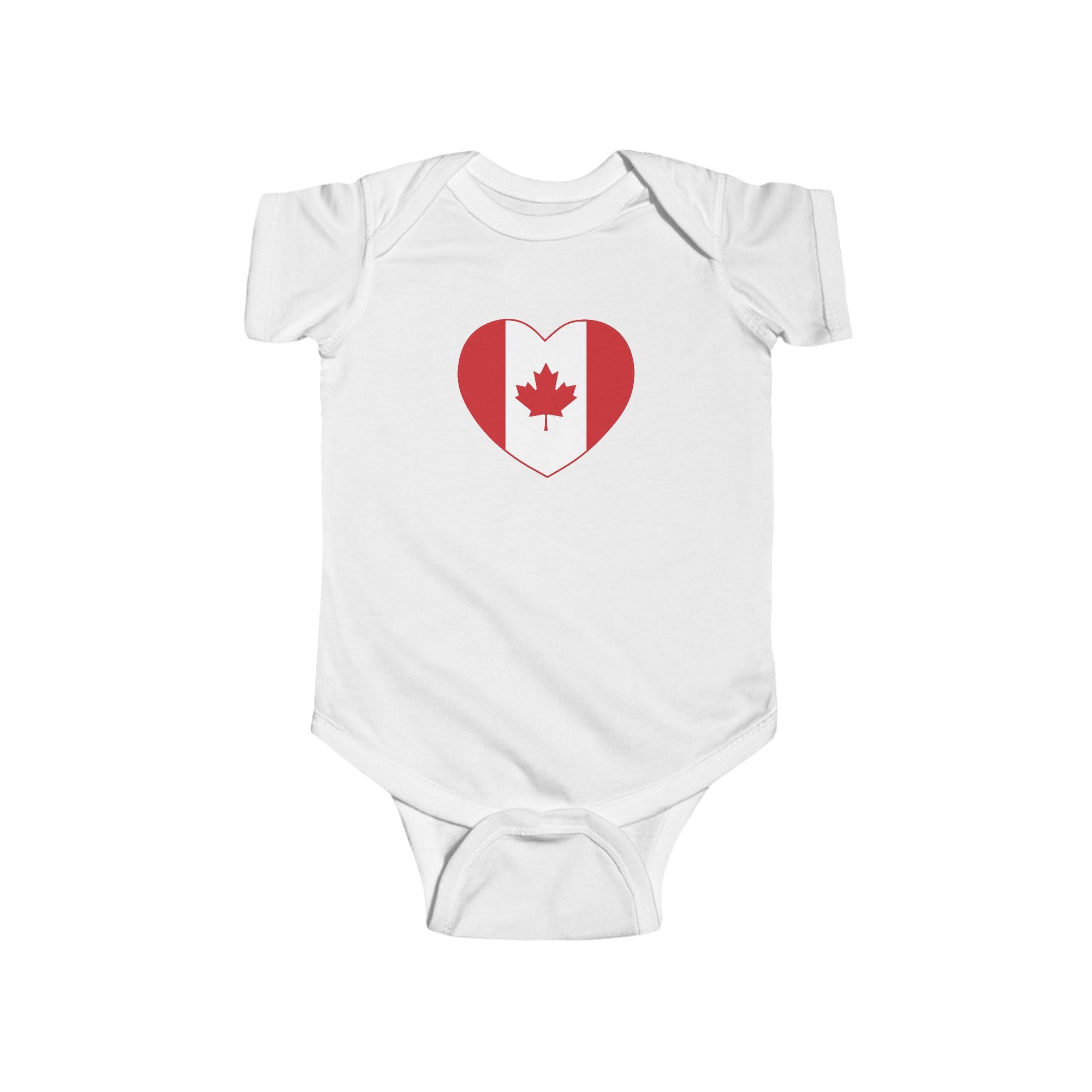 Canada Flag Heart  Baby Onesie White