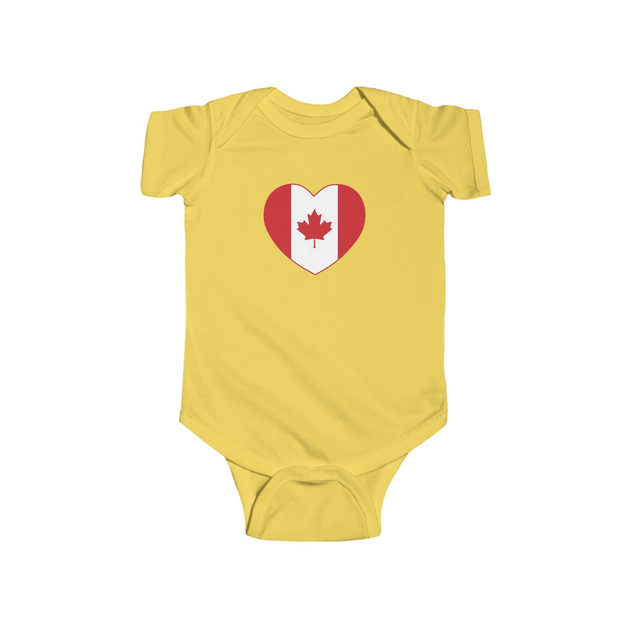 Canada Flag Heart  Baby Onesie Yellow