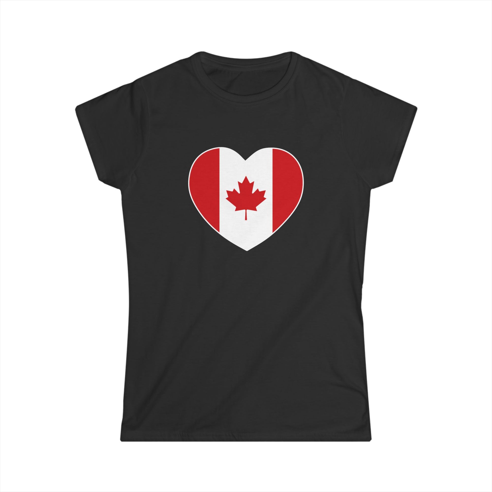 Canada flag heart women's shirt black