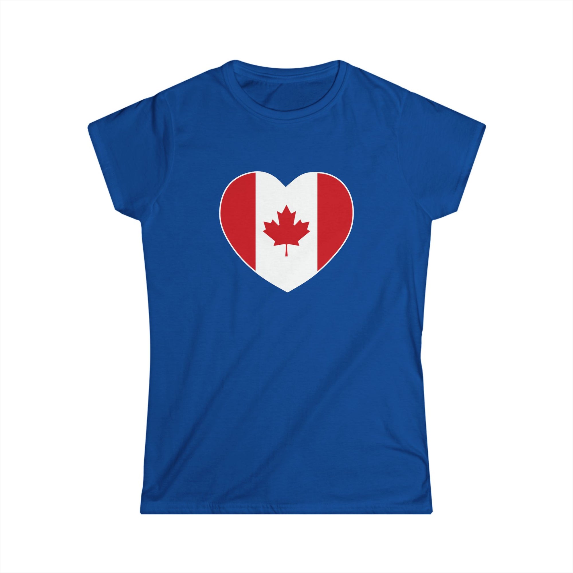 Canada flag heart women's shirt blue
