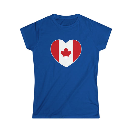 Canada flag heart women's shirt blue