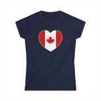 Canada flag heart women's shirt navy