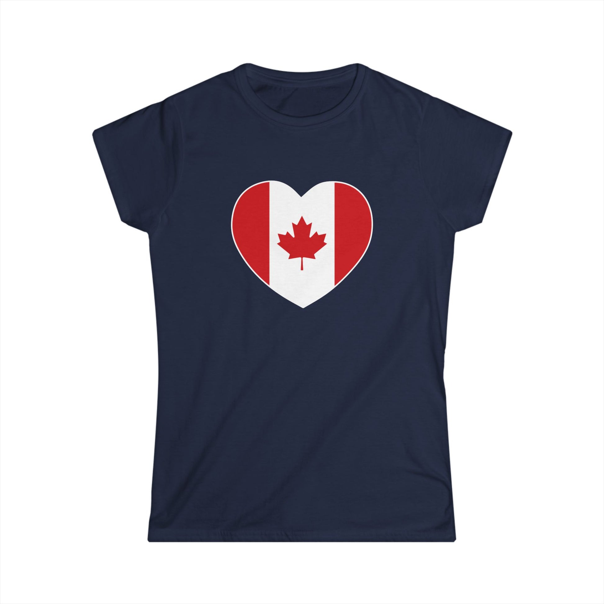 Canada flag heart women's shirt navy