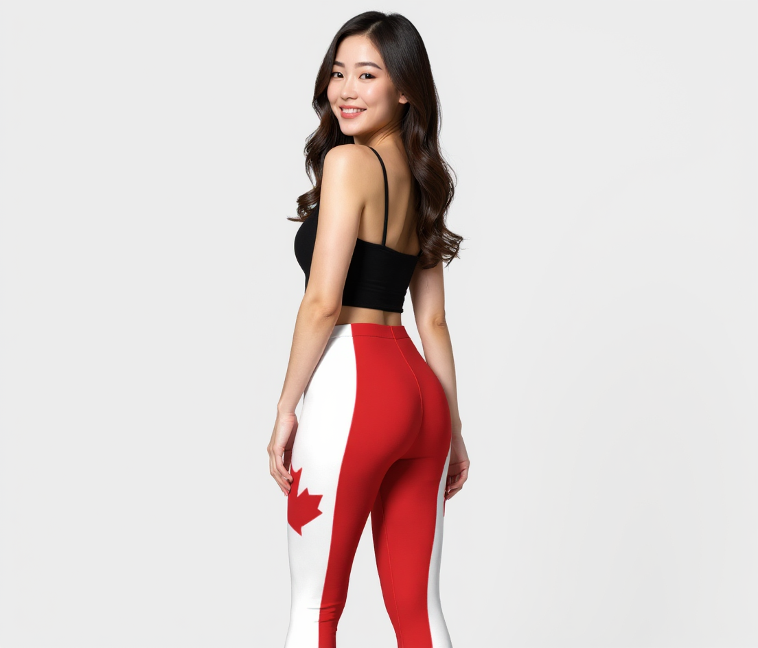 canada flag leggings model back
