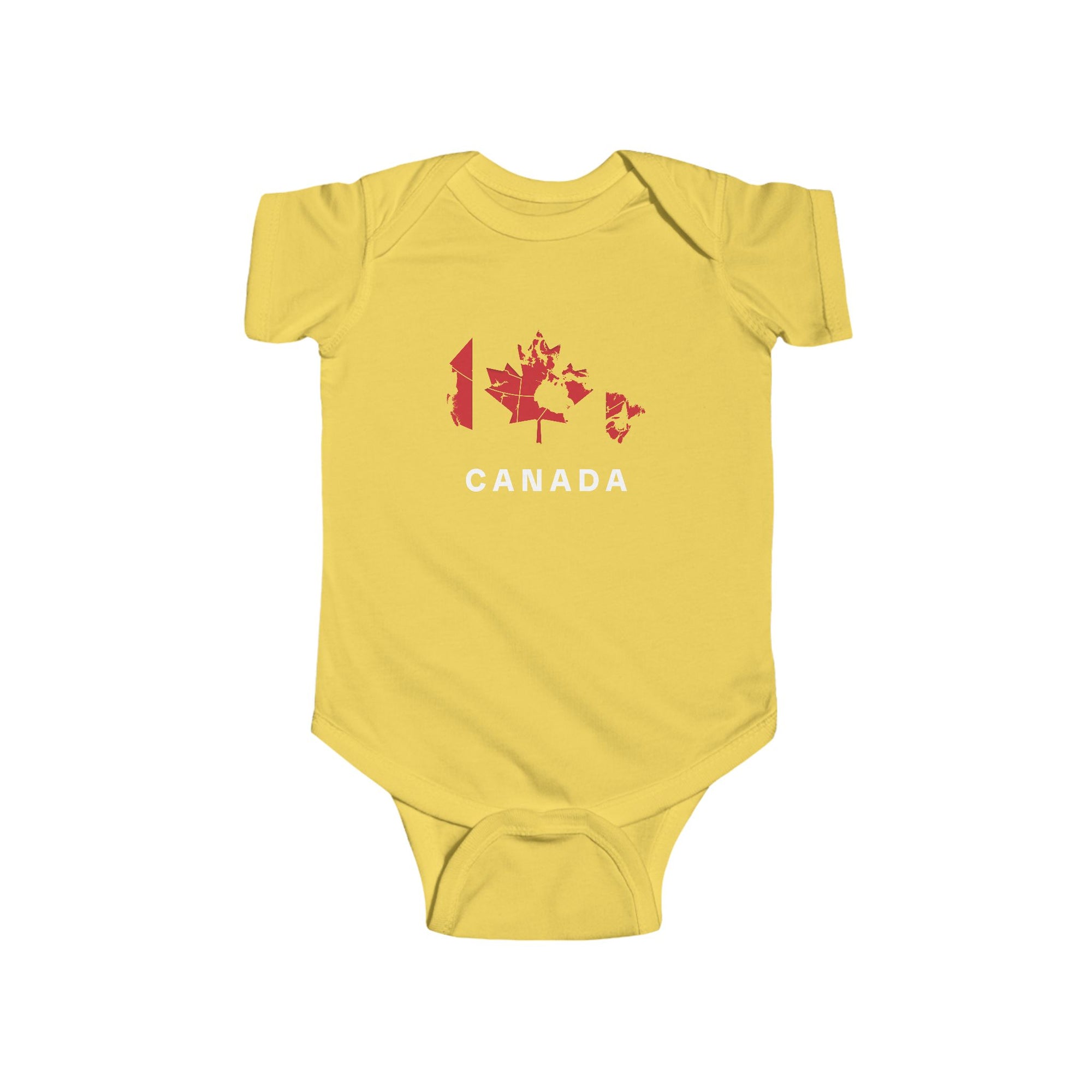 Canada Map Baby Onesie Yellow