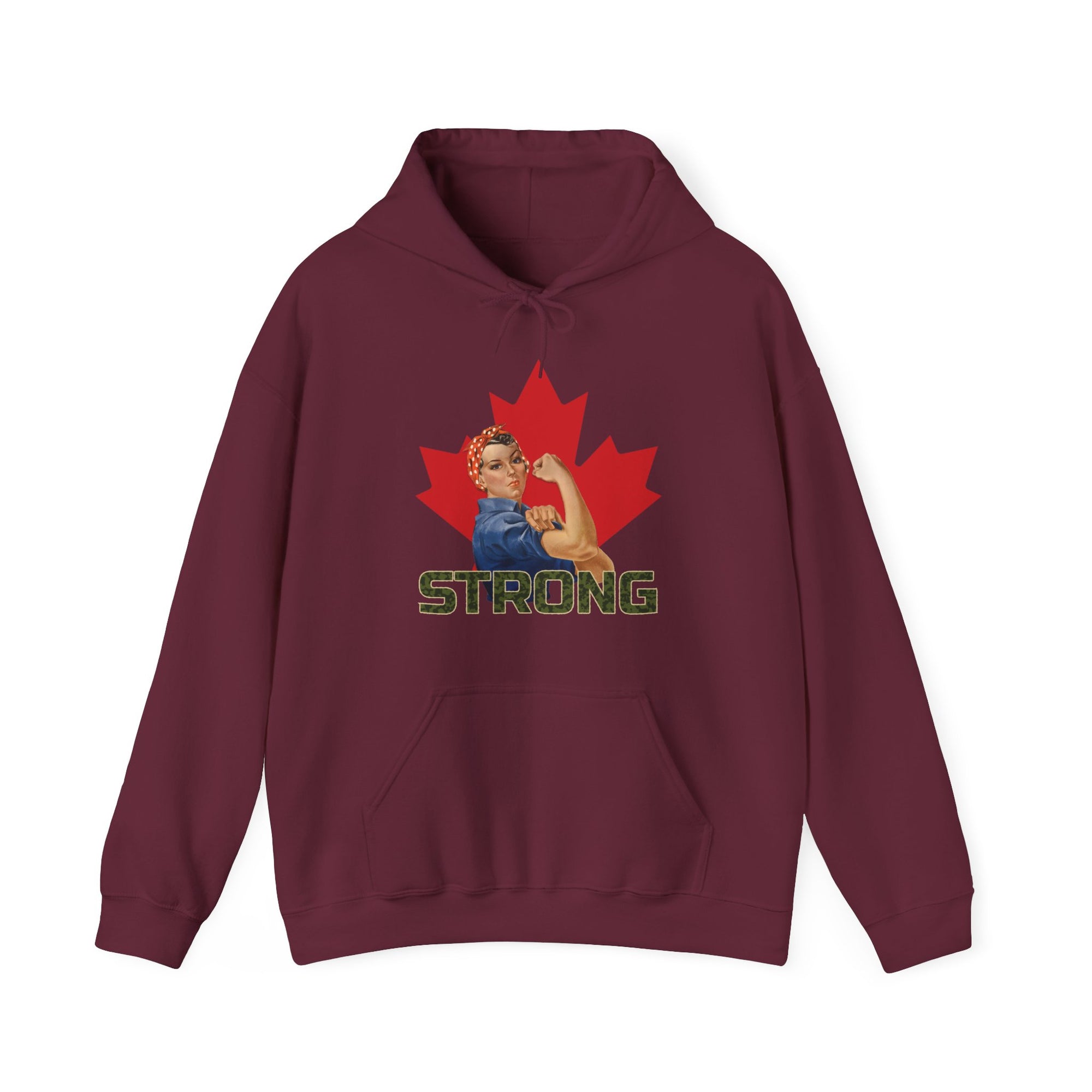 Canada strong woman hoodie maroon