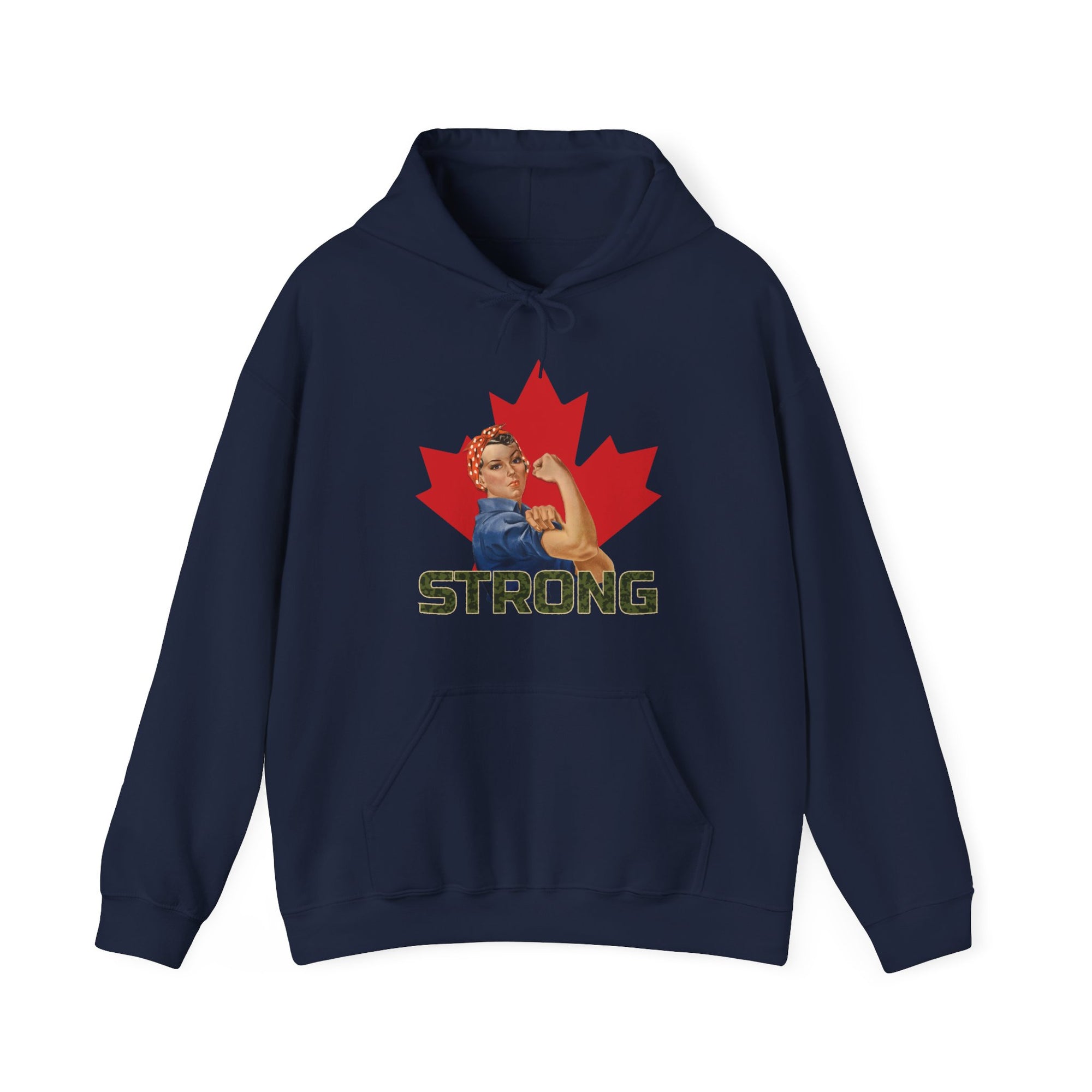 Canada strong woman hoodie navy