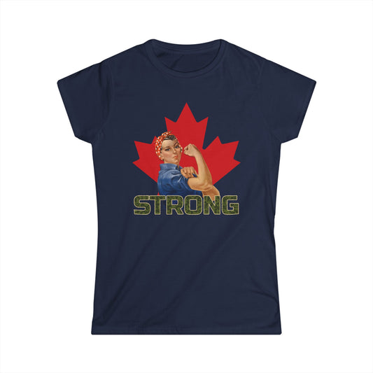 Canada strong woman women's shirt navy