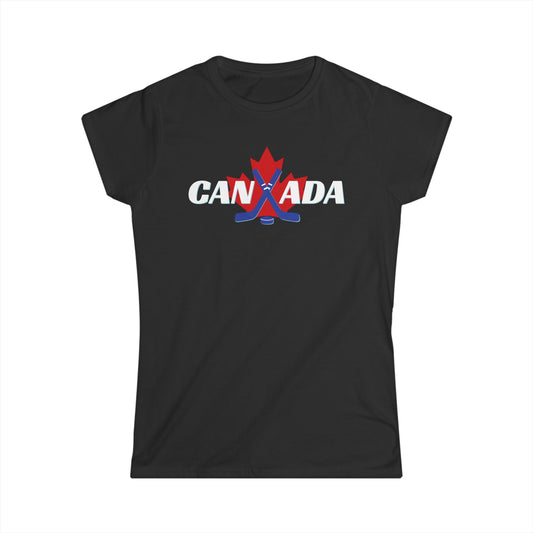 Canadian Hockey Stick Maple Leaf Women's Shirt Black