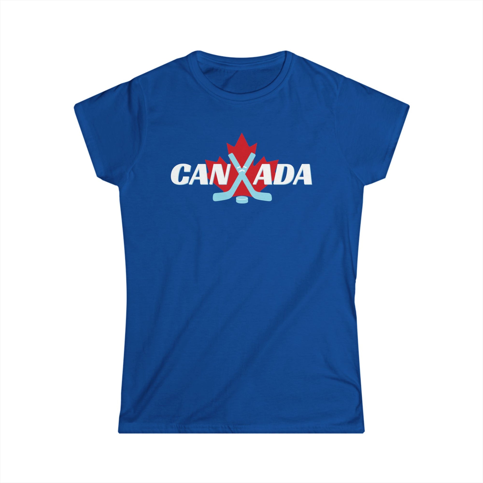 Canadian Hockey Stick Maple Leaf Women's Shirt Blue