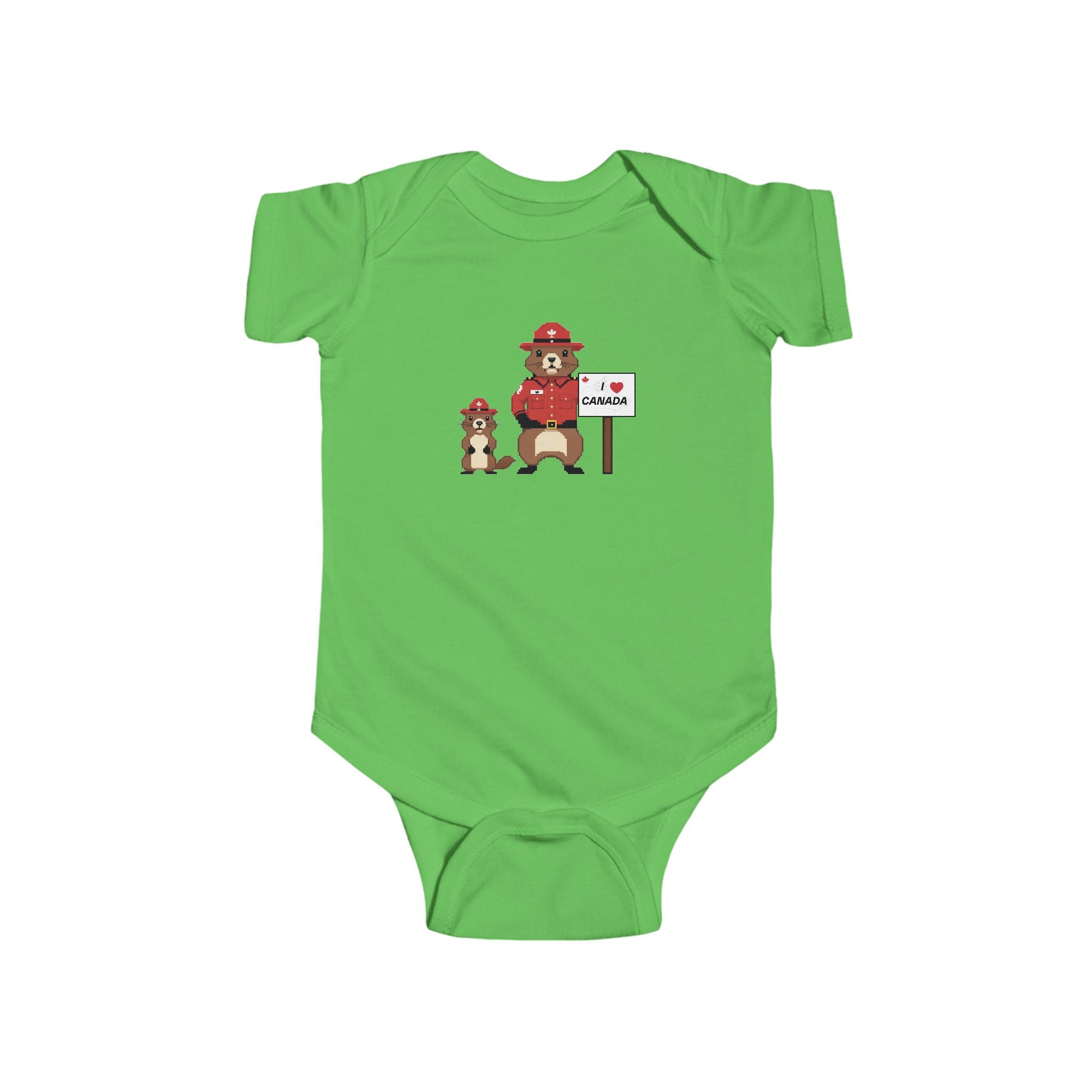 Cute Beaver Baby Onesie Green