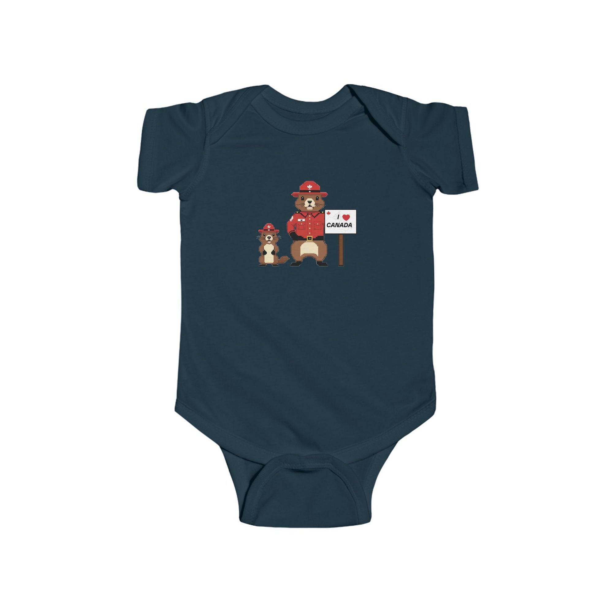 Cute Beaver Baby Onesie Navy