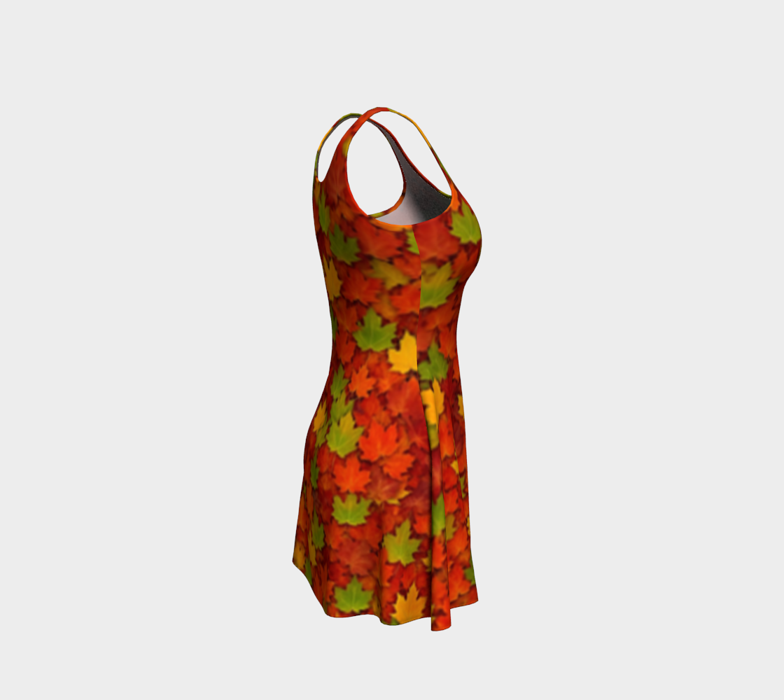 Autumn Maple Leaves Flare Dress
