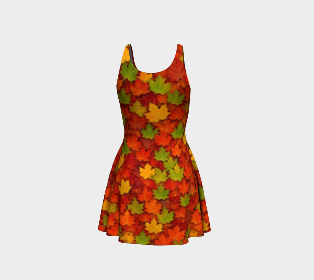 Autumn Maple Leaves Flare Dress