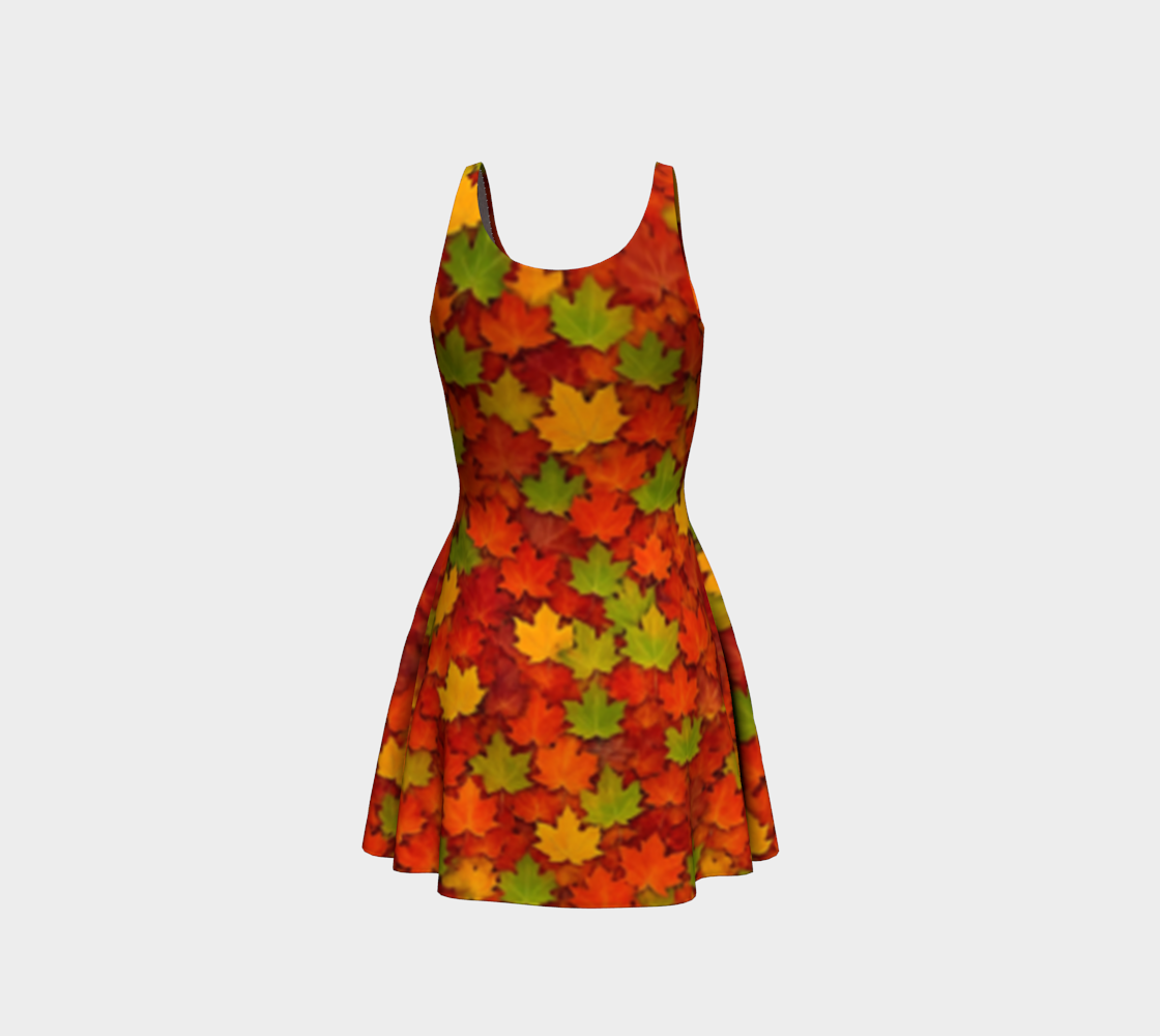 Autumn Maple Leaves Flare Dress