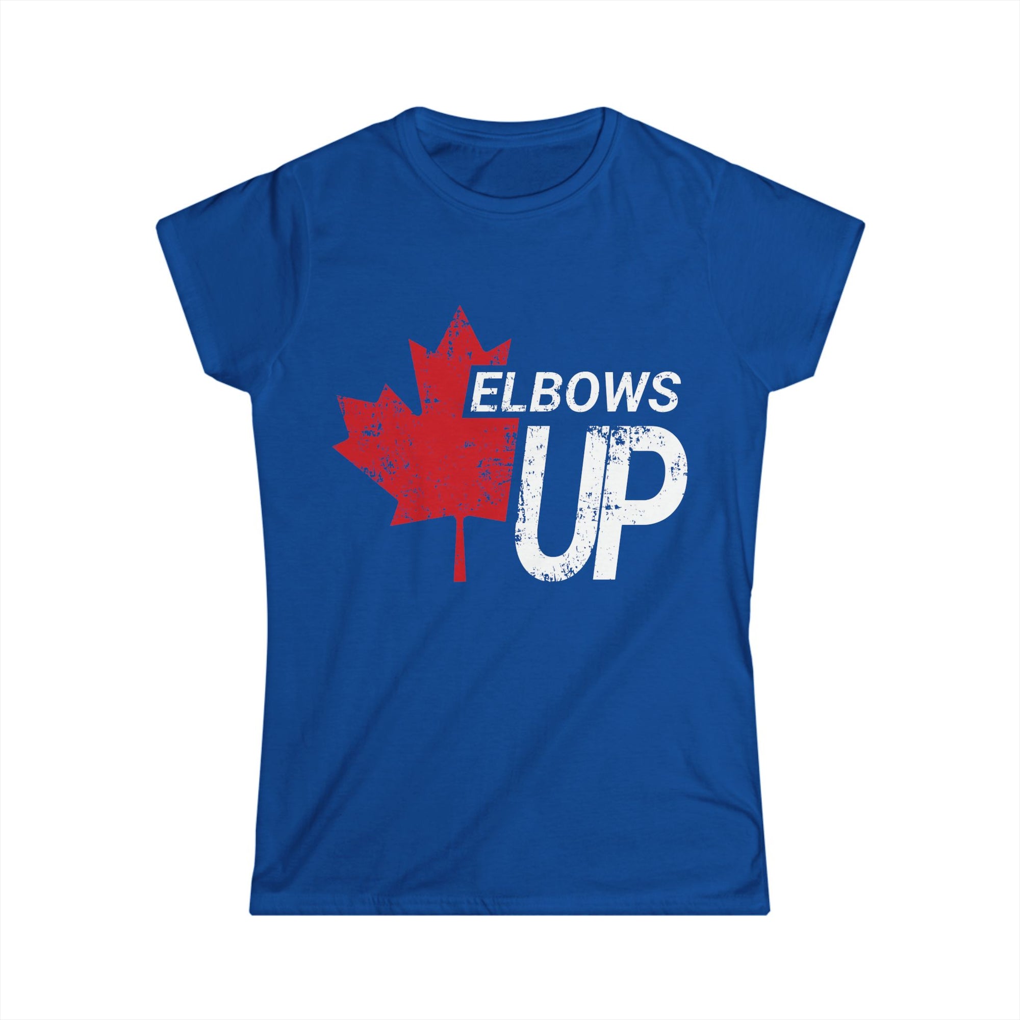 elbows up maple grunge women's shirt blue
