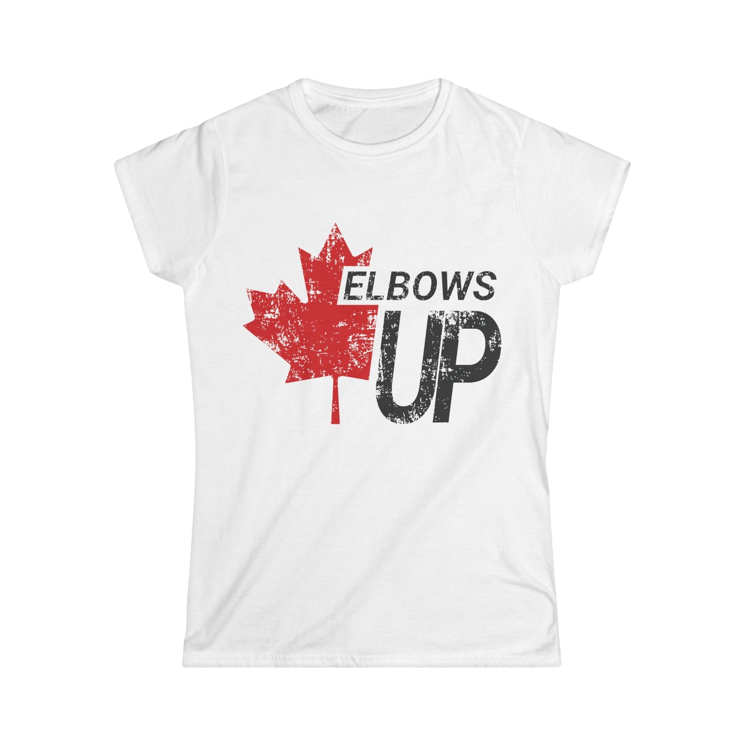 elbows up maple grunge women's shirt white