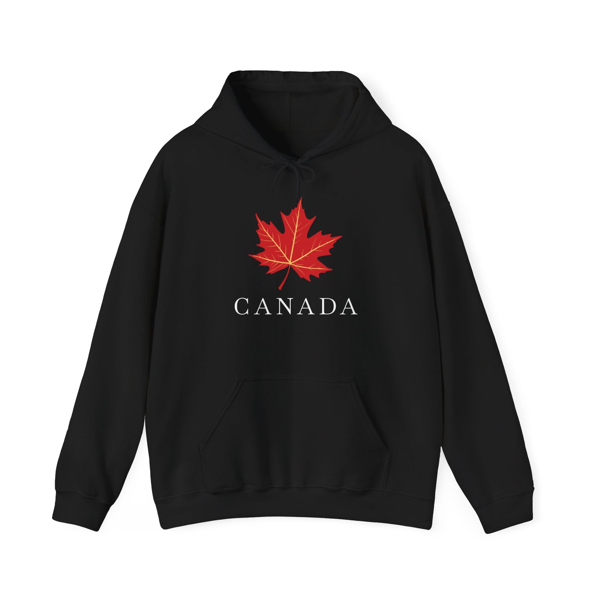 Elegant Maple Leaf Hoodie Black