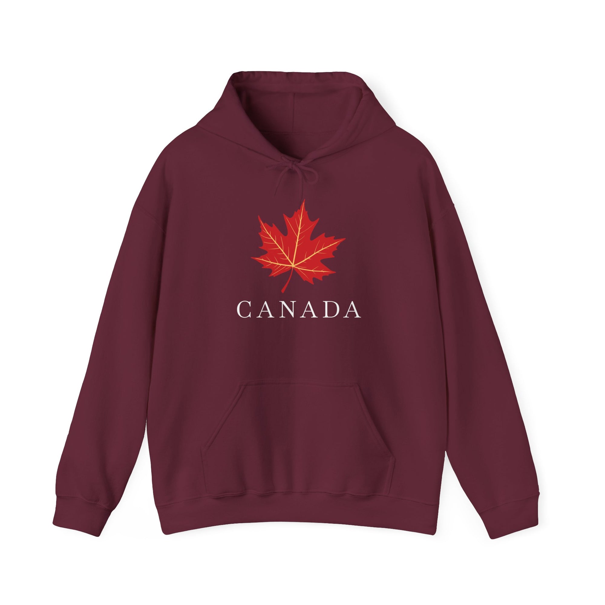 Elegant Maple Leaf Hoodie Maroon