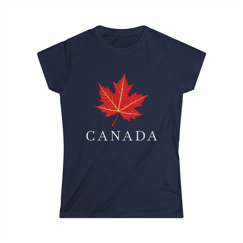 Elegant Maple Leaf Women's Shirt Navy