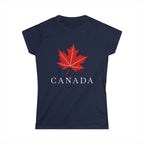 Elegant Maple Leaf Women's Shirt Navy