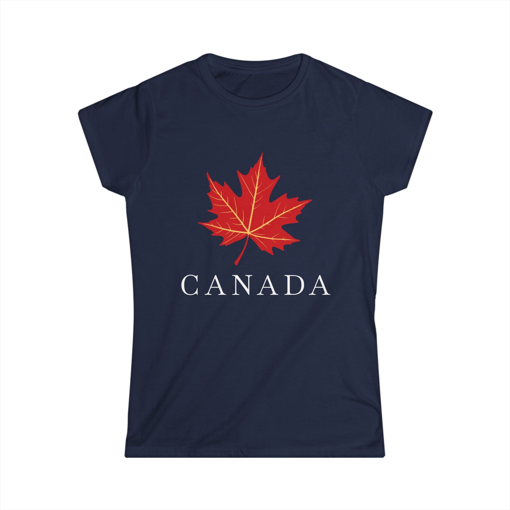 Elegant Maple Leaf Women's Shirt Navy