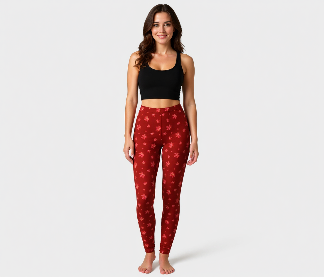 Elegant Maple Leaves Leggings