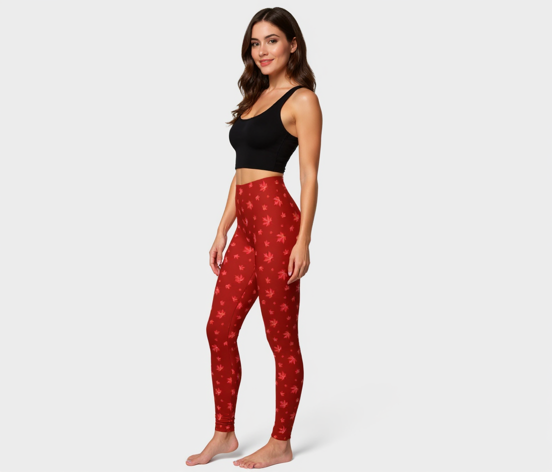 Elegant Maple Leaves Leggings