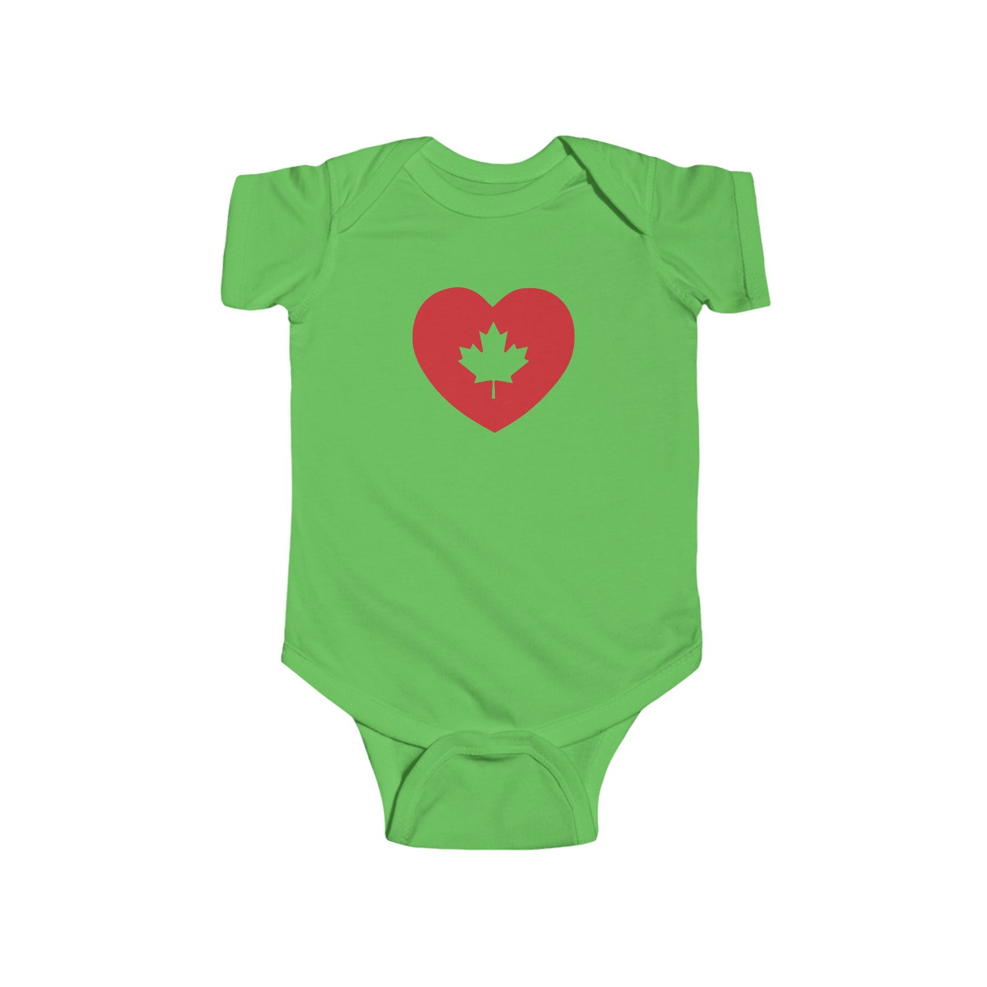 Maple Leaf Heart Baby Onesie Green