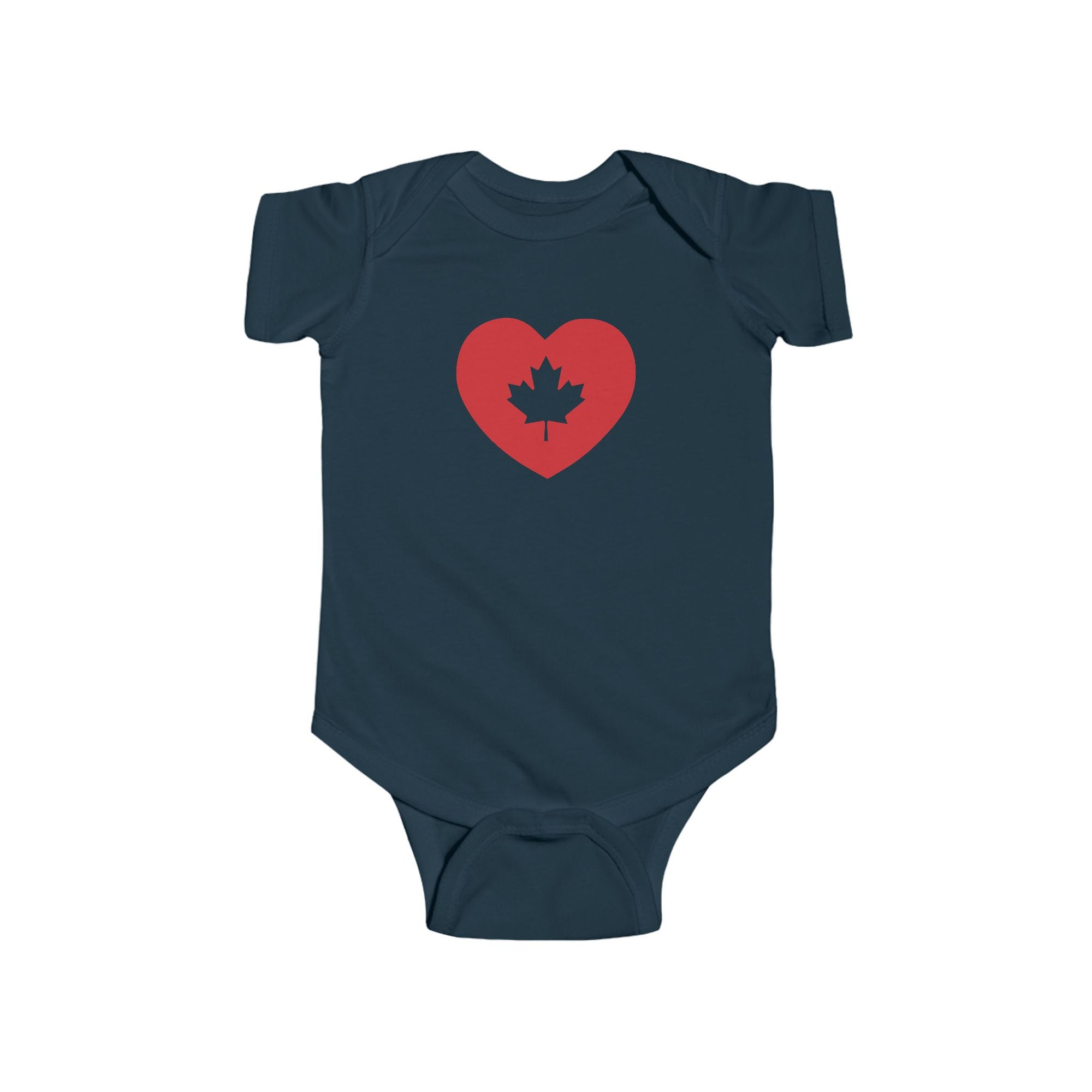 Maple Leaf Heart Baby Onesie Navy