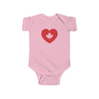 Maple Leaf Heart Baby Onesie Pink