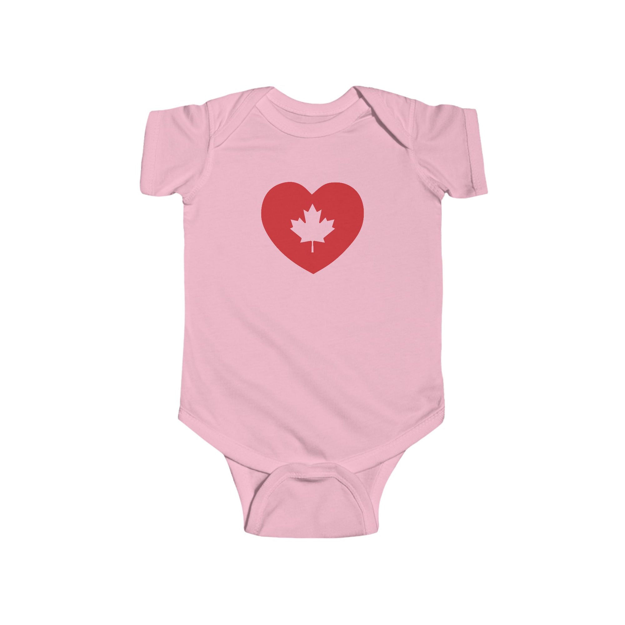 Maple Leaf Heart Baby Onesie Pink
