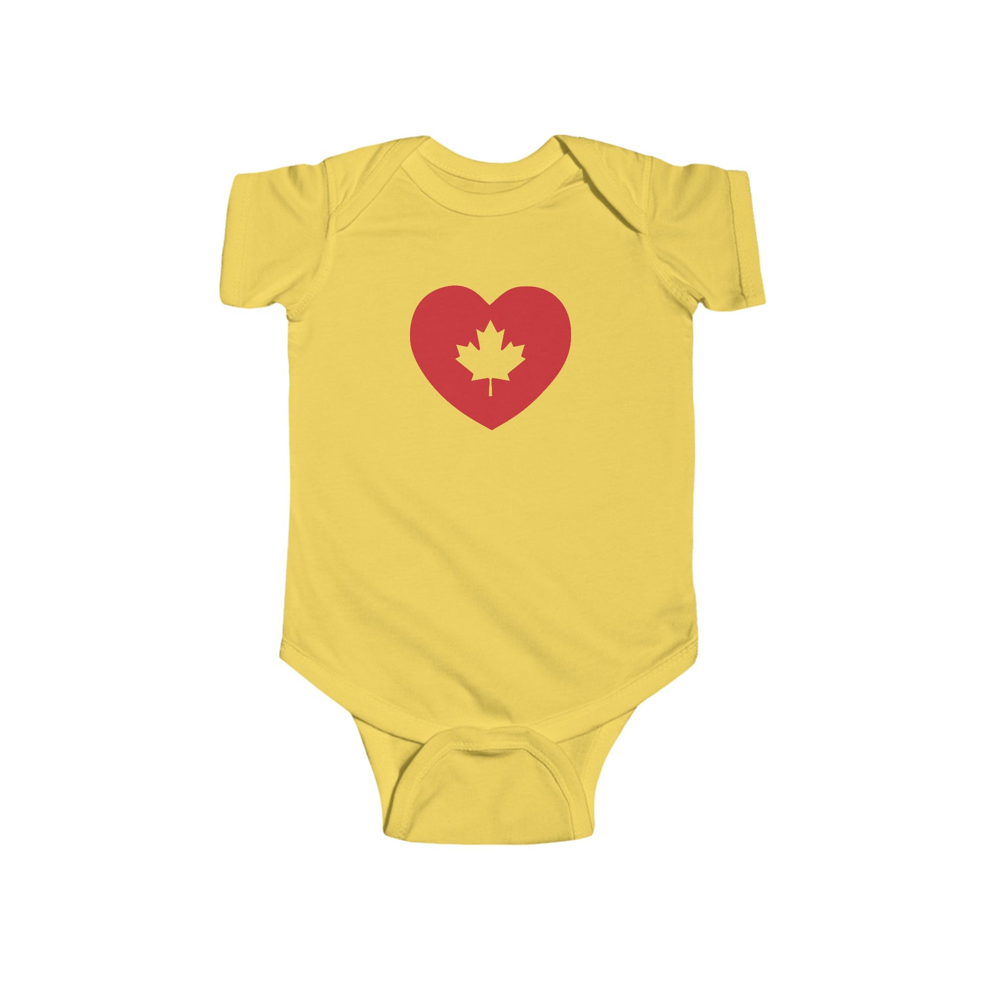 Maple Leaf Heart Baby Onesie Yellow